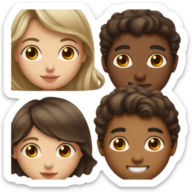 brunette girl with brown eyes kissing brunette boy with brown boy  sticker