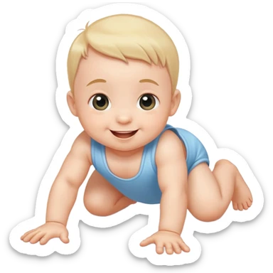 happy and playful baby crawling on the floor sticker
