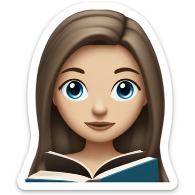 White girl, long brown hair, piercings, tattoos, reading book, blue eyes sticker