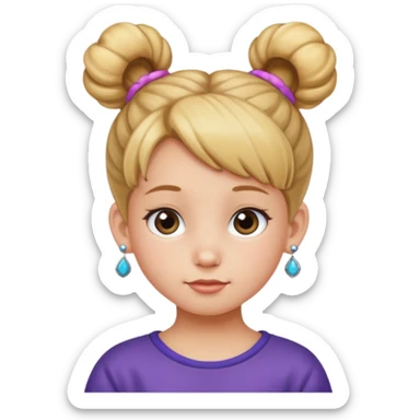 bun haired kid with earrings sticker