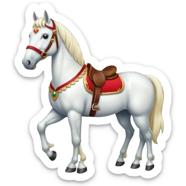 christmas white horse with a red saddle sticker