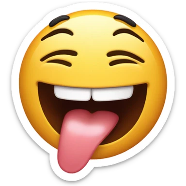 Face smiling with their tongue out and drool dripping  sticker
