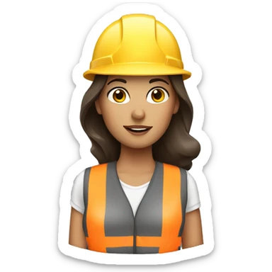 Brunette woman with a hard hat and a vest  sticker