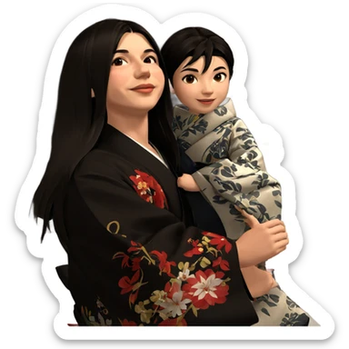 japanese couple in traditional attire sticker