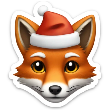 Fox wearing a Christmas hat sticker