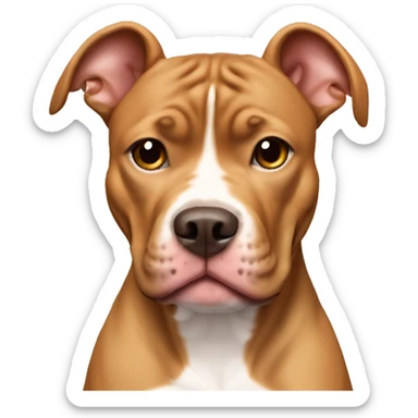 Light brown pitbull with ears cut and bows sticker
