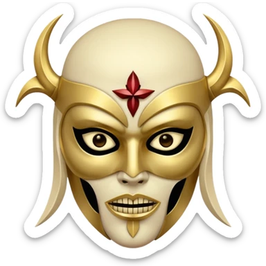 dark occult figure, gold mask, badass sticker
