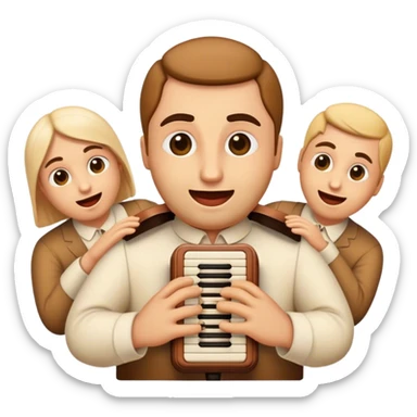 Cinematic Realistic Klapa Music Pop Culture Emoji, depicted with a soulful portrayal of traditional Croatian vocal music rendered with delicate textures and warm, cultural lighting. sticker