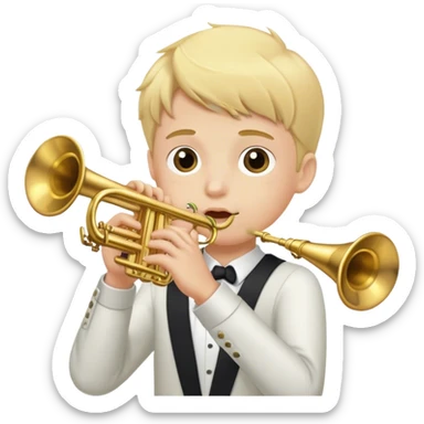Blonde boy playing troumpet sticker