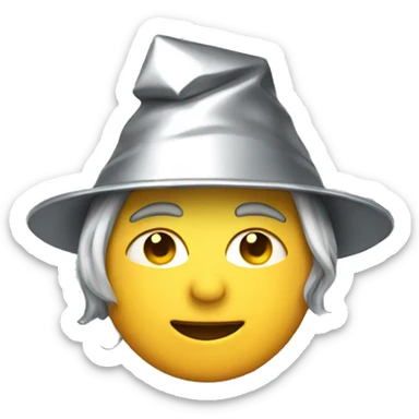 Person wearing tinfoil hat sticker