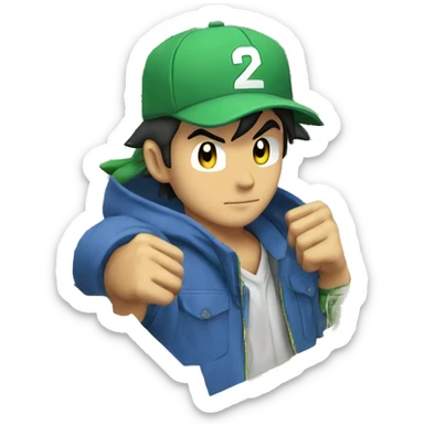Ash Ketchum with dollar bills sticker
