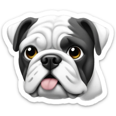 a English bulldog emoji in black and white sticker