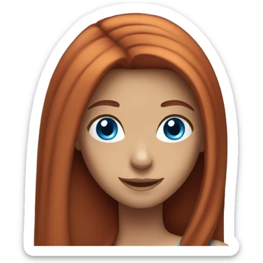 girl with long straight red hair,blue eyes and smile sticker