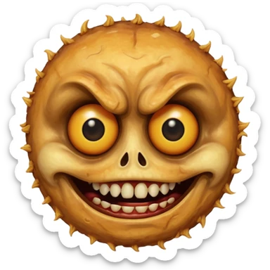 Deep fried scary face with teeth and creepy eyes sticker