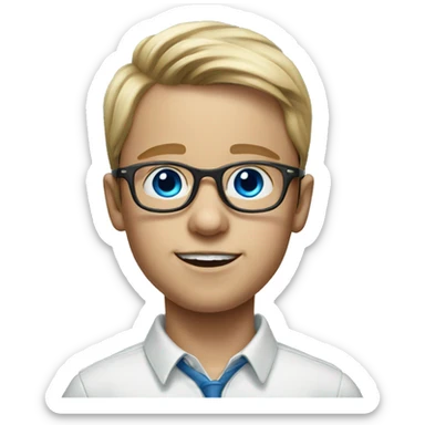 realistic portrait of boy with blue eyes wearing glasses sticker