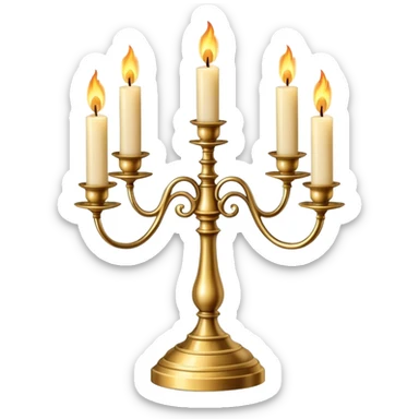 elegant candelabra with three burning candles sticker