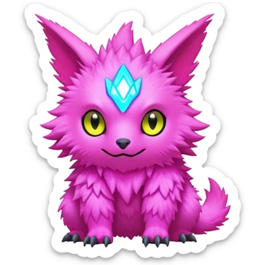  lush cozy warm-colored modern colorful neon-colored cyber-Fakémon-Digimon-Trico-creature sticker