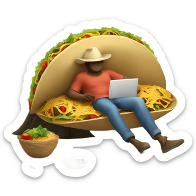 Taco-man lounging under a tree sticker