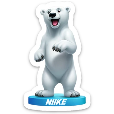 polar bear wearing nike shoes turned so you can see shoes sticker