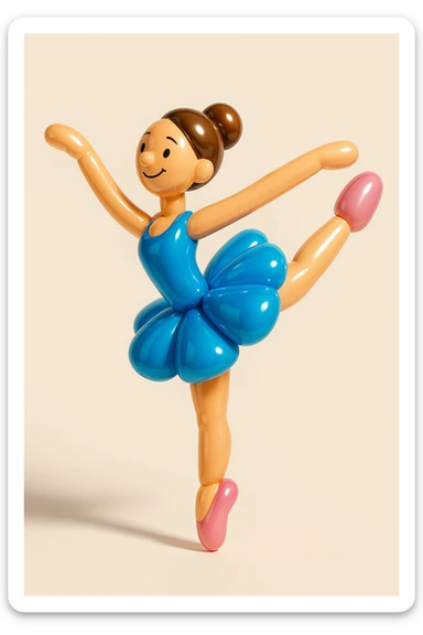 ballerina capuccina, arabesque position, classic ballet attire, gentle smile, spotlight effect, refined posture sticker