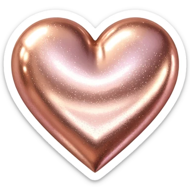 Edit the glittery gold color heart to a glittery rose gold color heart with a subtle gradient and no border. Keep the background transparent. Maintain the glittery texture and subtle gradient effect in rose gold tones sticker
