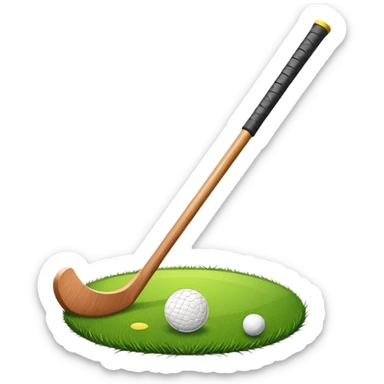 green grass, field hockey stick, field hockey ball sticker