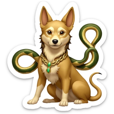 loki god of mischief as a dog. he as snakes.  dynamic pose sticker