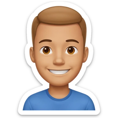 very big head and small body proportion male cartoon sticker