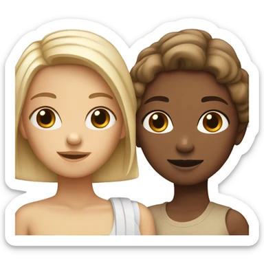 two girls one tan and one pale sticker
