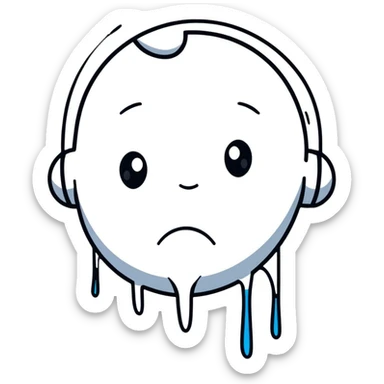 Sad crying face with tears streaming down sticker