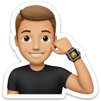 man wearing a black strap watch sticker