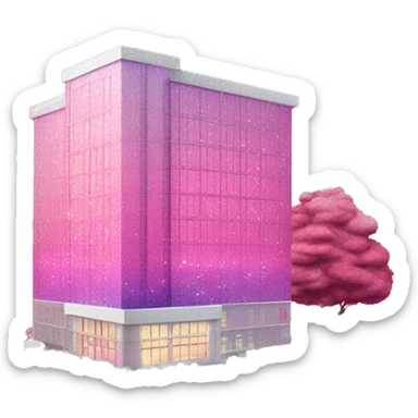 Pink ombre hospital building with glitter sticker