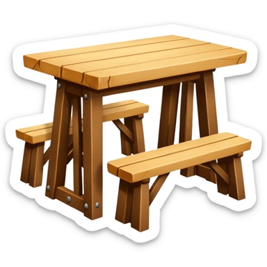 mesa alta color madera natural con bancas altas de color madera natural sticker