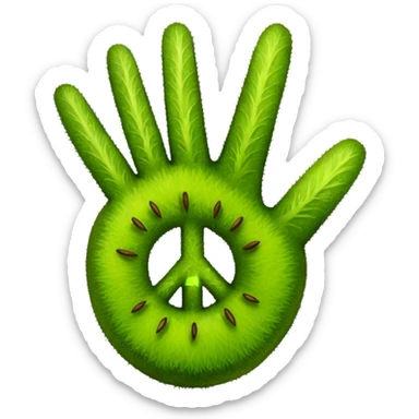 Peace sign hand emoji but its kiwi skin sticker