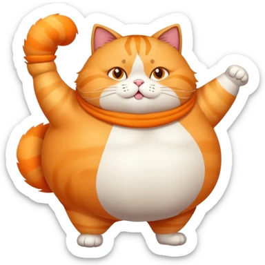 Fat cat exercising sticker