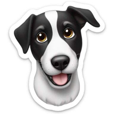 perro con barbita, OJO CELESTE. blanco y NEGRO, ladrador sticker