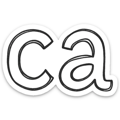 the letters 'ca' in a hand-drawn outlined icon style, playful sticker