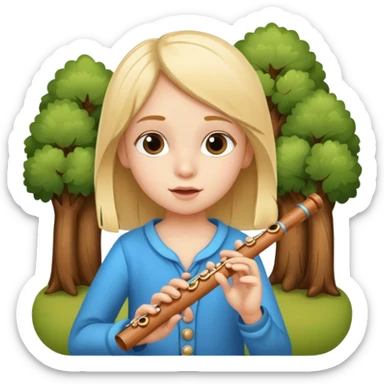 girl kid plays flute sticker