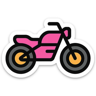 baby pink motorcycle, simple and iconic sticker