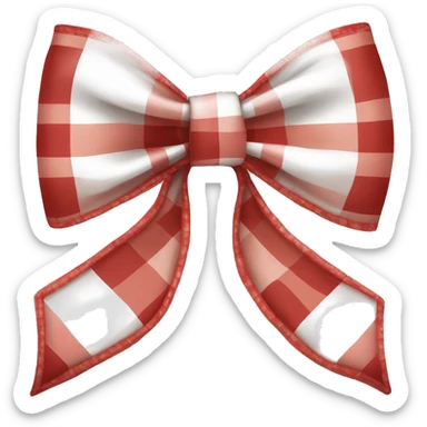 white red plaid bow ribbon sticker