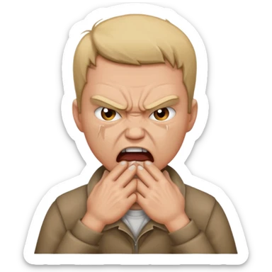 Grabbing throat with hands and looking angry  sticker