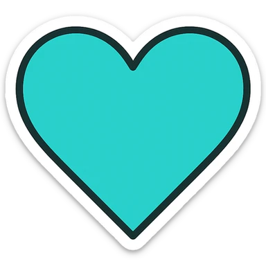 turquoise heart on a white background sticker