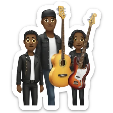 three person band: bass, guitar, and drums sticker