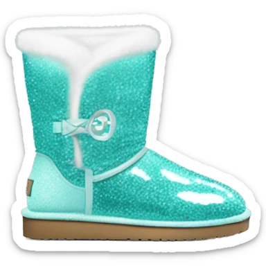 Realistic tiffany blue Sparkle glitter and fur Ugg boots. sticker