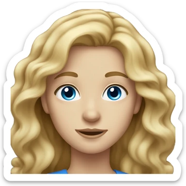 dark blonde with wavy long hair, fair skin and blue eyes sticker