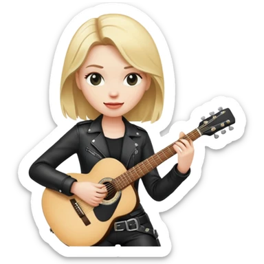 Blonde haired woman wearing black leather playing guitar sticker