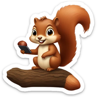 squirrel holding a chestnut with iphone emoji style sticker