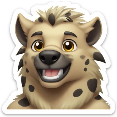Furry, shirtless male hyena muscular, good looking, blue eyes, blonde hair, smile, teeth sticker