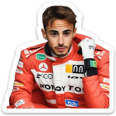 Lewis Hamilton and Charles Leclerc￼in a red pilote suit sticker