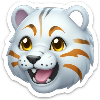 a cute but spooky translucent ghost tiger emoji sticker